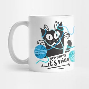 Funny derpy cat knitting needles tangled yarn knitter crafts Mug